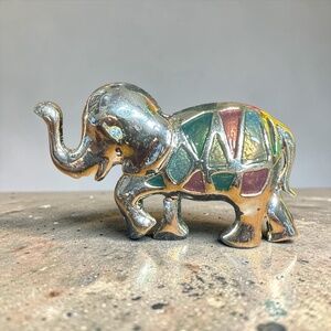 Vintage Signed KO Elephant Enamel and Silver-tone Brooch/Pin